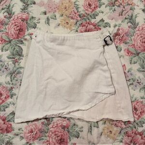 Princess Polly white denim wrap mini skirt
